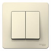 Выключатель 2-клавишный BLANCA, скрытый монтаж, молочный | код. BLNVS006502 | Schneider Electric